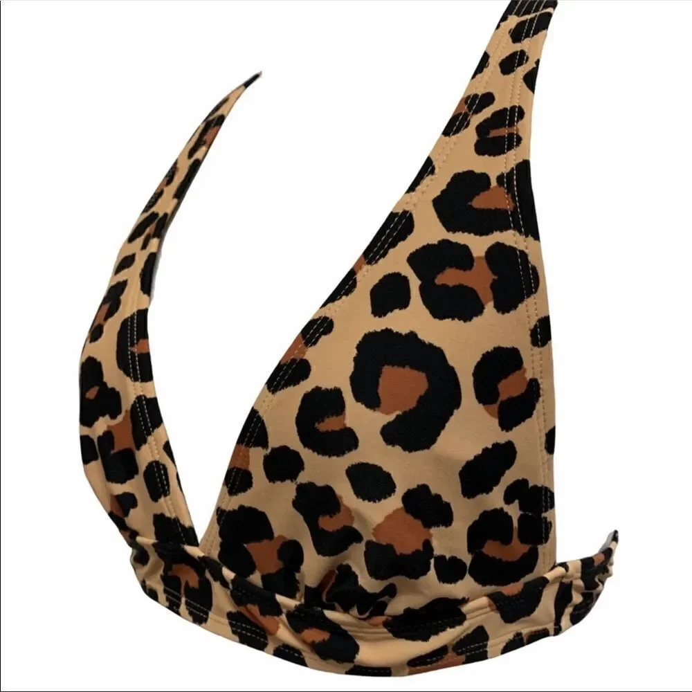 Xhilaration Leopard Tie Back Triangle Bikini Top - Picture 4 of 8